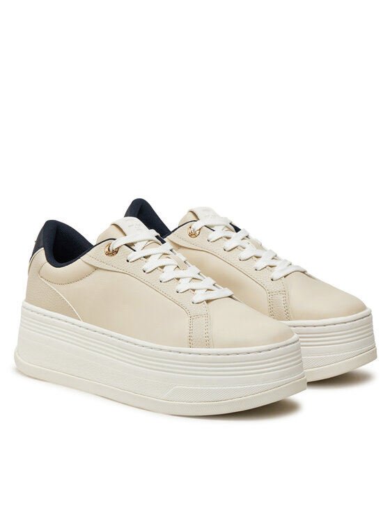 Tommy Hilfiger Tommy Hilfiger Laisvalaikio batai Th Platform Sneaker Triangle FW0FW08115 Smėlio