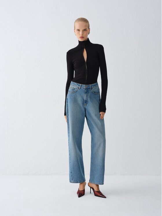 La Mania La Mania Bluzka HALI Czarny Basic Fit