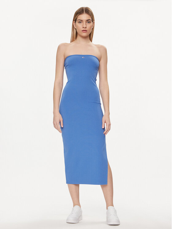 Tommy Jeans Tommy Jeans Sommerkleid DW0DW17925 Blau Slim Fit