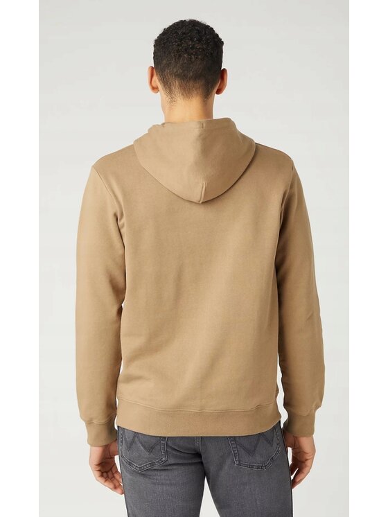 Wrangler Wrangler Bluza Logo Hoodie Brązowy Hoodie Fit