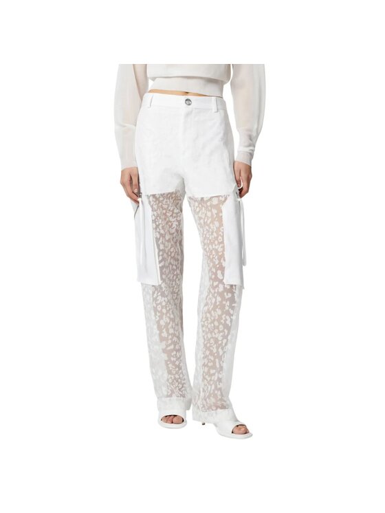 PINKO PINKO Spodnie damskie Hugo pantalone organza Biały Palazzo Fit