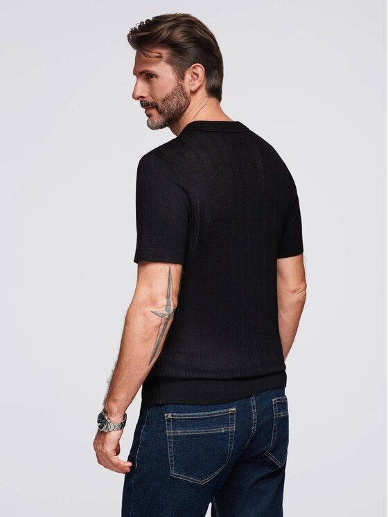 Ombre Ombre Polokošile OM-POSS-0158 Černá Slim Fit