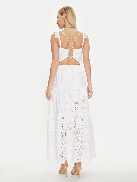 Guess Guess Vasarinė suknelė Sl Palma Long W4GK46 WG571 Balta Regular Fit