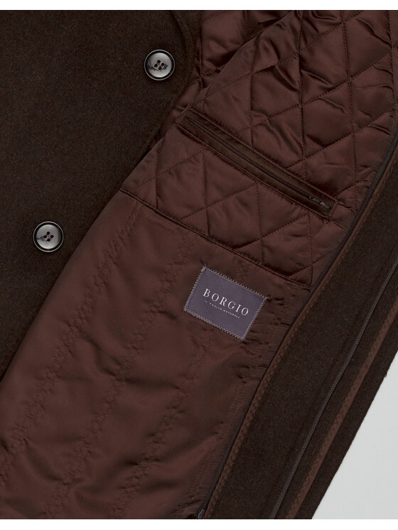 Borgio Borgio Płaszcz wełniany serre_br Brązowy Slim Fit