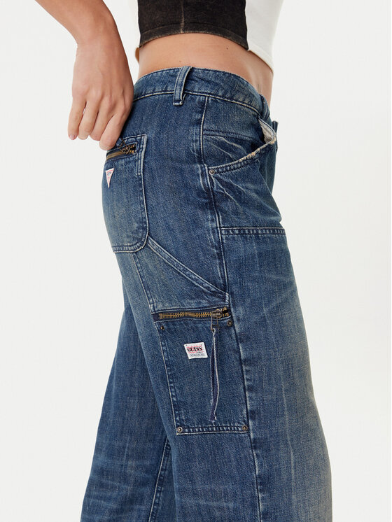 Guess Guess Jeans hlače W5YA2E D5R0D Mornarsko modra Straight Leg