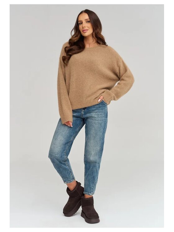 Makadamia Makadamia Sweter C93 Brązowy Loose Fit