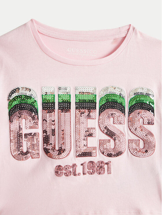 Guess Guess T-Shirt J5RI10 K8HM4 Różowy Regular Fit