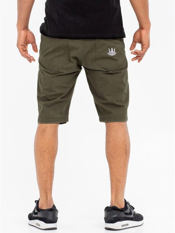 Jigga Wear Jigga Wear Szorty materiałowe Krótkie Spodenki Materiałowe Oliwkowe / Białe Jigga Wear Crown L Khaki Regular Fit