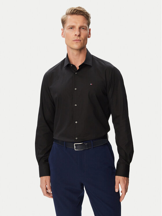 Tommy Hilfiger Tommy Hilfiger Риза MW0MW45307 Черен Regular Fit