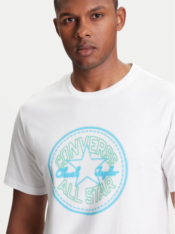 Converse Converse T-Shirt Neon Sign All Star Patch 10027722-A02 Biały Regular Fit