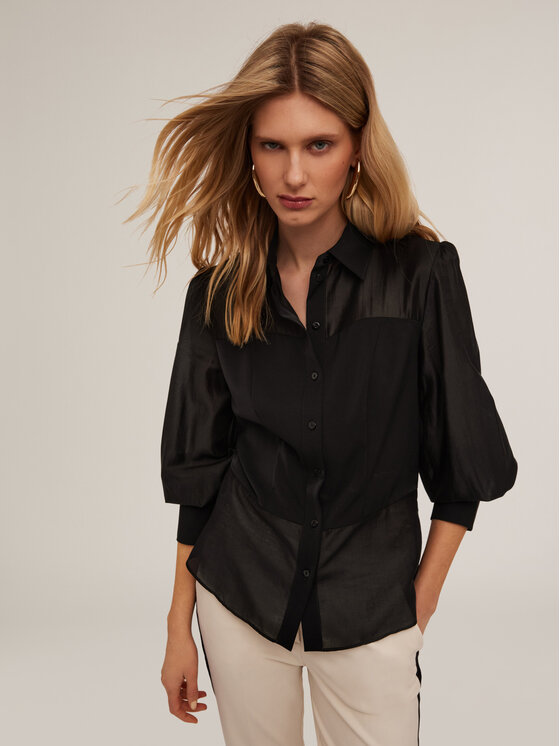 Motivi Motivi Camicia 5212Q100779N033 Nero Regular Fit