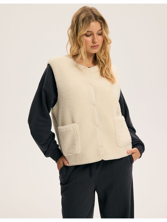 Esotiq Esotiq Kamizelka 44121 Biały Regular Fit