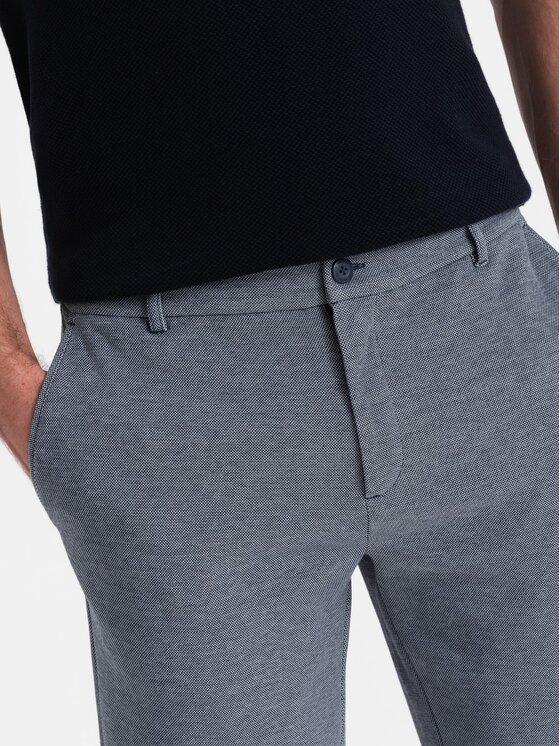 Ombre Ombre Šortky z materiálu OM-SRCS-0127 Tmavomodrá Slim Fit