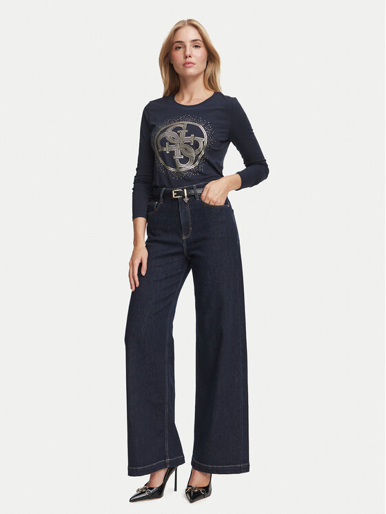 Guess Guess Traperice W6BA1C D2573 Tamnoplava Wide Leg