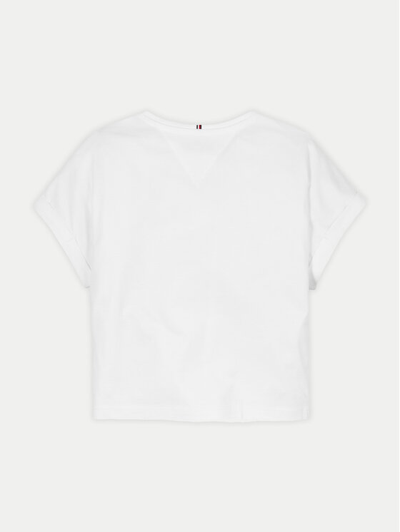 Tommy Hilfiger Tommy Hilfiger T-Shirt KG0KG08525 S Biały Regular Fit