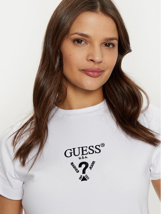 Guess Guess Tričko V4YI21 KCDH1 Biela Slim Fit
