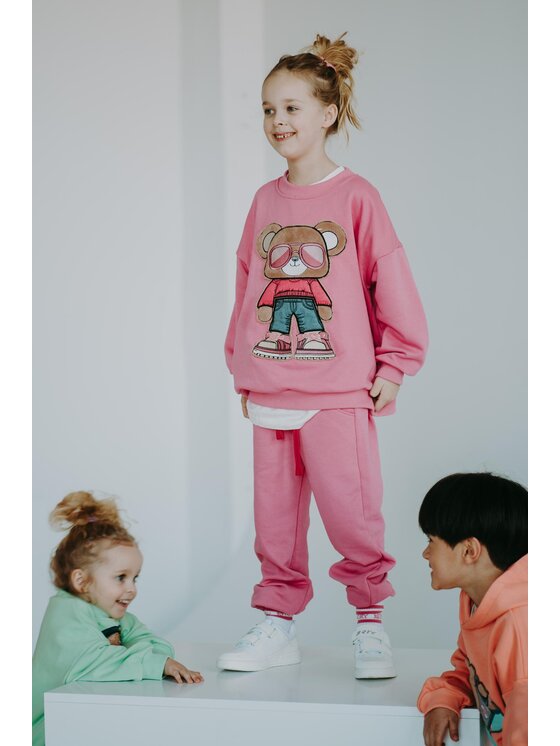 Bejbi Story Bejbi Story Bluza Bluza oversize Rosie Teddy bez kaptura Różowy Oversize