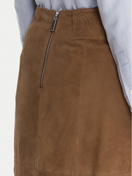 MAX&Co. MAX&Co. Kožená sukňa Guelfi 2526406011200 Hnedá Straight Fit