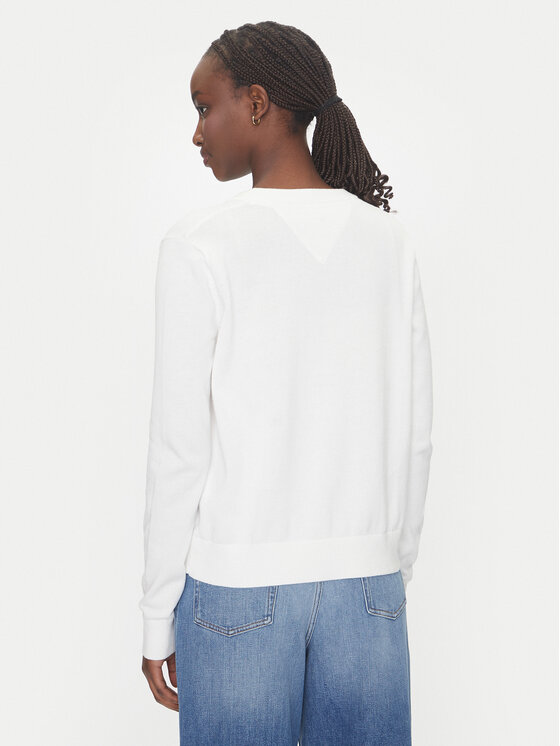 Tommy Jeans Tommy Jeans Pulover Essential DW0DW19888 Alb Regular Fit
