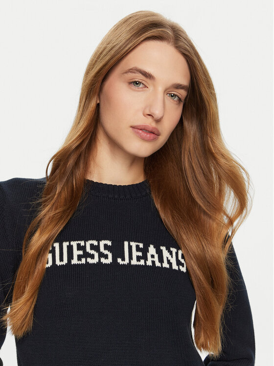 Guess Jeans Guess Jeans Pulover W4BR10 Z3HM1 Albastru Regular Fit