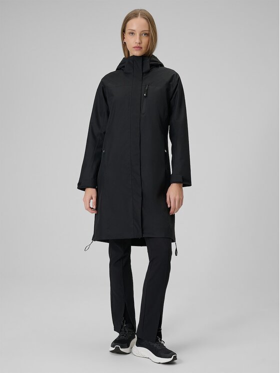 4F 4F Cappotto di transizione 4FWSS26TTJAF1114-20S Nero Regular Fit