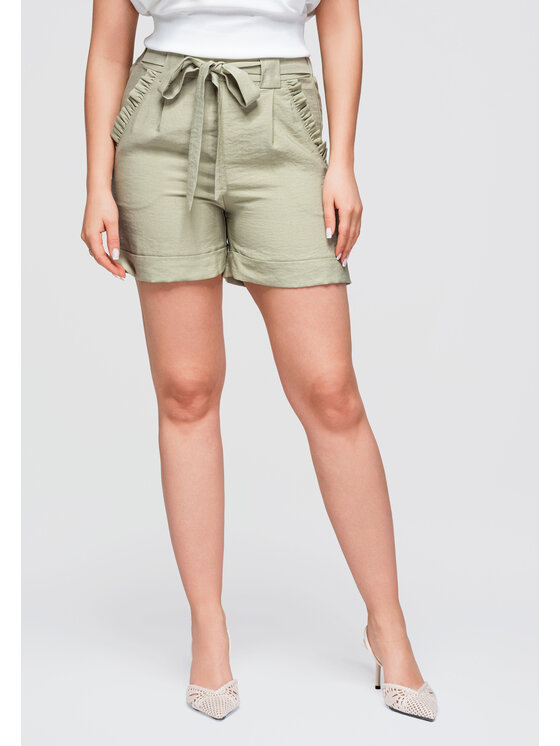 Ombre Ombre Szorty materiałowe OW-ST-E0006 Khaki Relaxed Fit