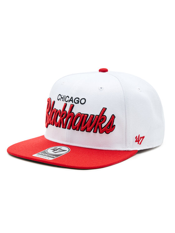 47 Brand Cepure ar nagu NHL Chicago Blackhawks Crosstown Script Two tone '47 CAPTAIN H-CTWTT04WBP-WH Balts