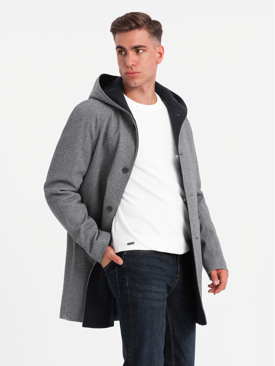 Ombre Ombre Kabát OM-COWC-0122 Šedá Regular Fit