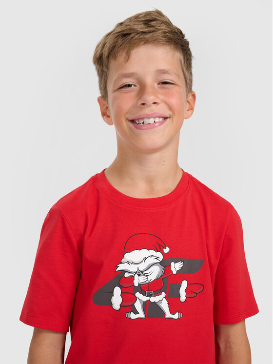 4F 4F T-Shirt CHRISTMAS DROP Czerwony Regular Fit