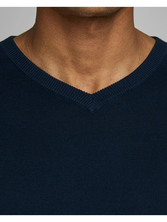 Jack & Jones Jack & Jones Πουλόβερ JJEBASIC KNIT V-NECK NOOS Μπλε Basic Fit