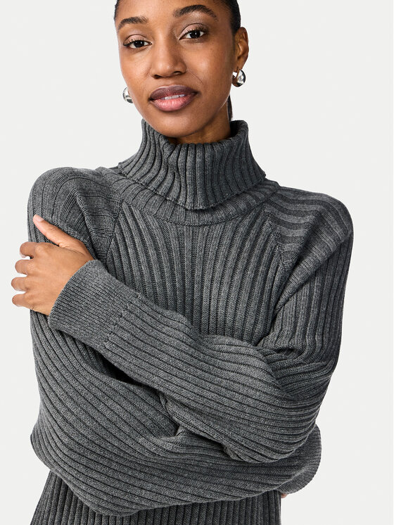 YAS YAS Úpletové šaty Mavi 26028660 Šedá Regular Fit
