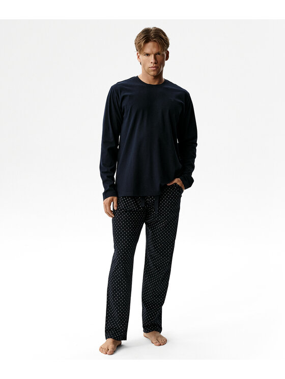 Atlantic Atlantic Piżama Long Peach Effect Granatowy Regular Fit