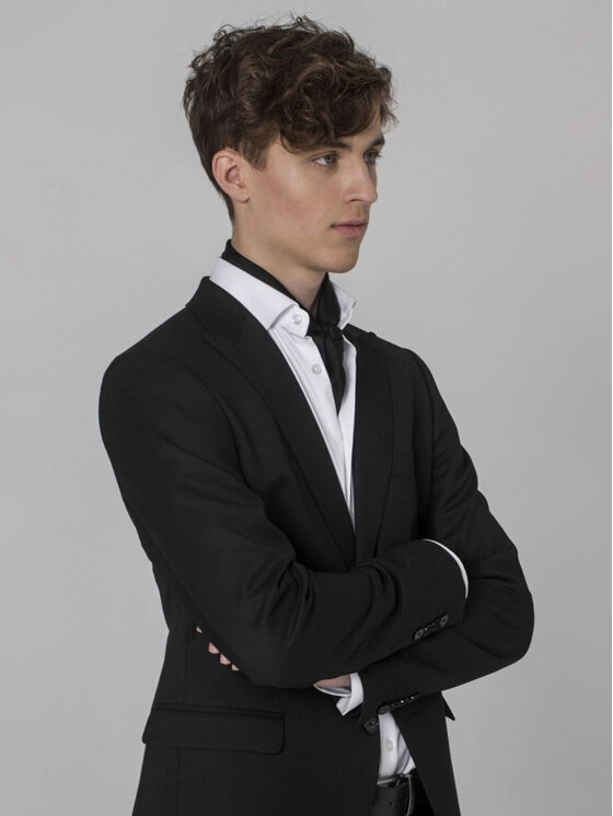VILLARO VILLARO Marynarka MAR316 Czarny Slim Fit