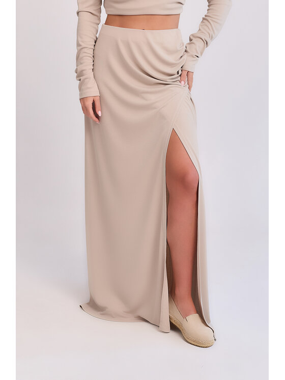 MANDRAGORA MANDRAGORA Maxi sukňa Luna Béžová Basic Fit