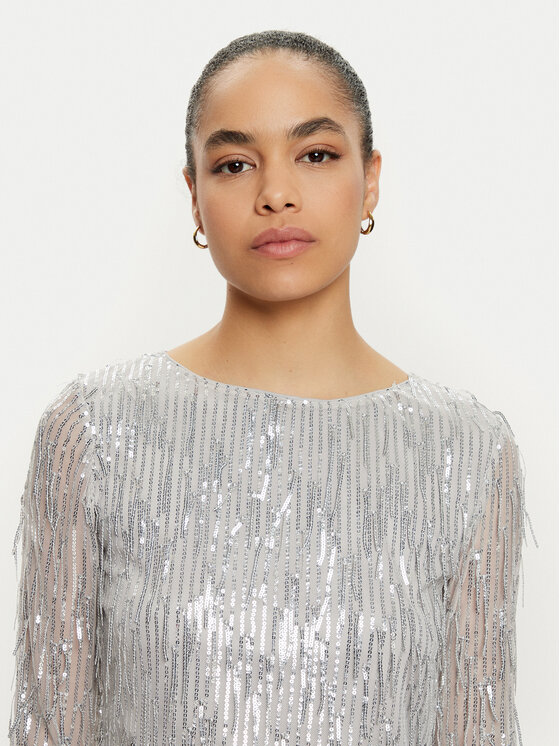 ONLY ONLY Bluzka Spacy 15331803 Srebrny Cropped Fit