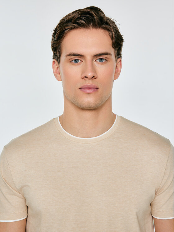BIG STAR BIG STAR T-Shirt FREDRISER Beżowy Basic Fit