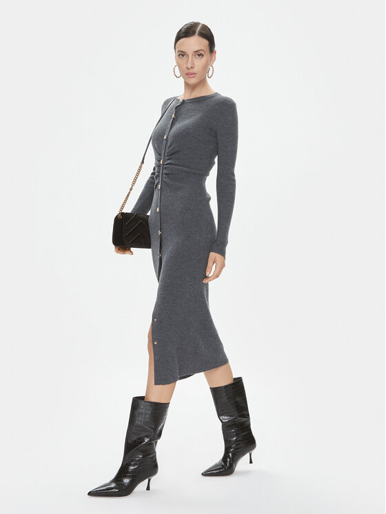 PINKO Pinko Sukienka dzianinowa Ermellino 101926 A15S Szary Slim Fit