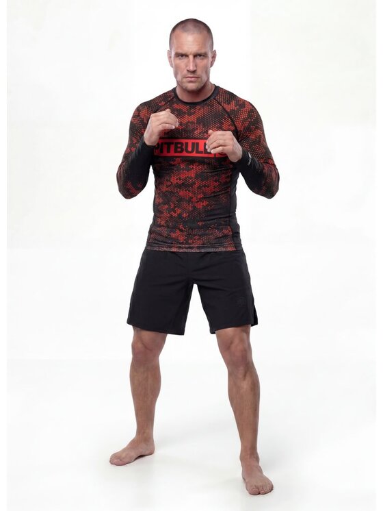 PITBULL PITBULL Koszulka techniczna HEX CAMO HILLTOP Czerwony Regular Fit