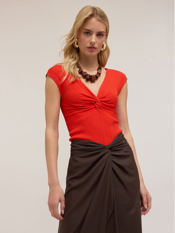 Motivi Motivi T-shirt G315W003357N017 Rosso Slim Fit