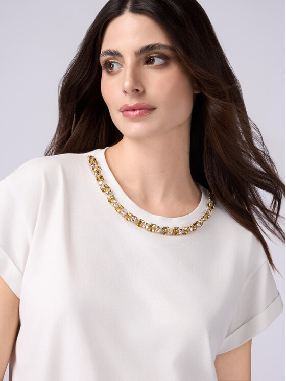 Oltre Oltre T-shirt G379J004160N011 Bianco Regular Fit