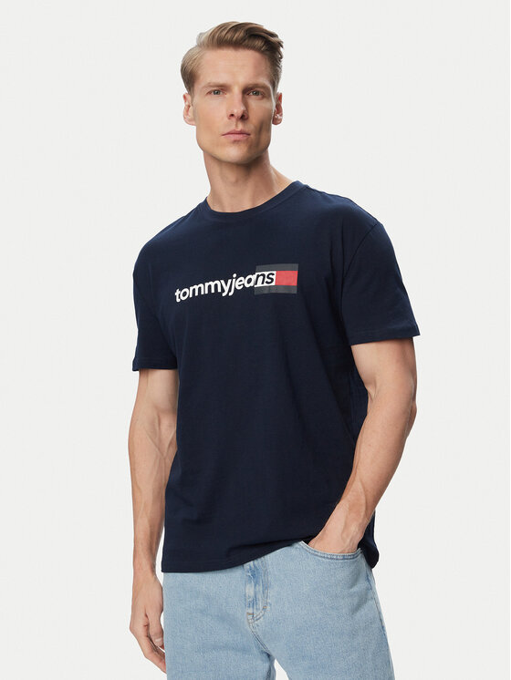Tommy Jeans Tricou Entry Dna DM0DM23406 Bleumarin Regular Fit