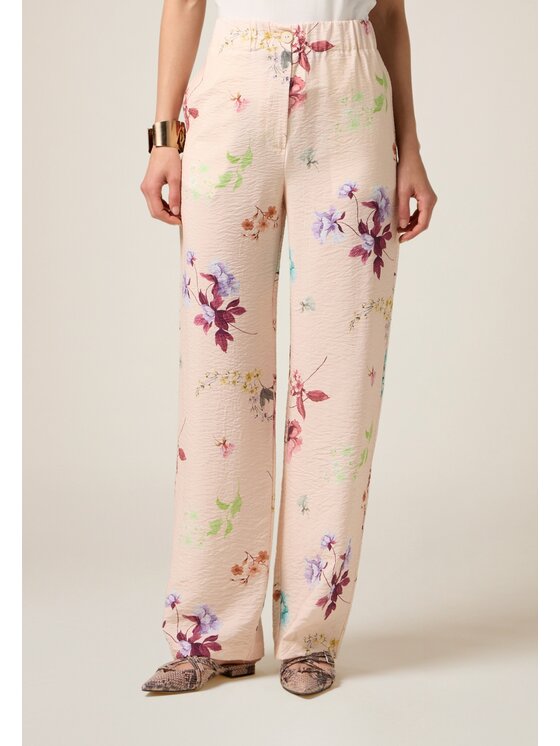 Oltre Oltre Pantaloni di tessuto P010J002466N0R2 Rosa Baggy Fit