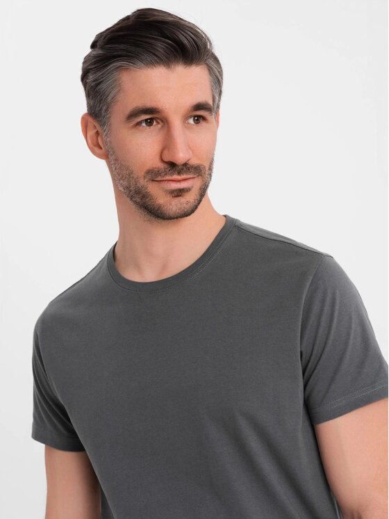 Ombre Ombre T-Shirt OM-TSBS-0236 Szary Regular Fit