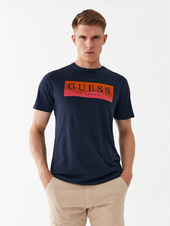 Guess T-krekls M3YI90 K9RM1 Zils Slim Fit