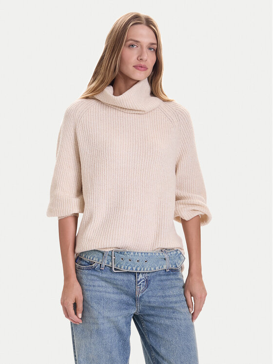 ONLY ONLY Bluză cu gât Whitney 15353187 Bej Oversize
