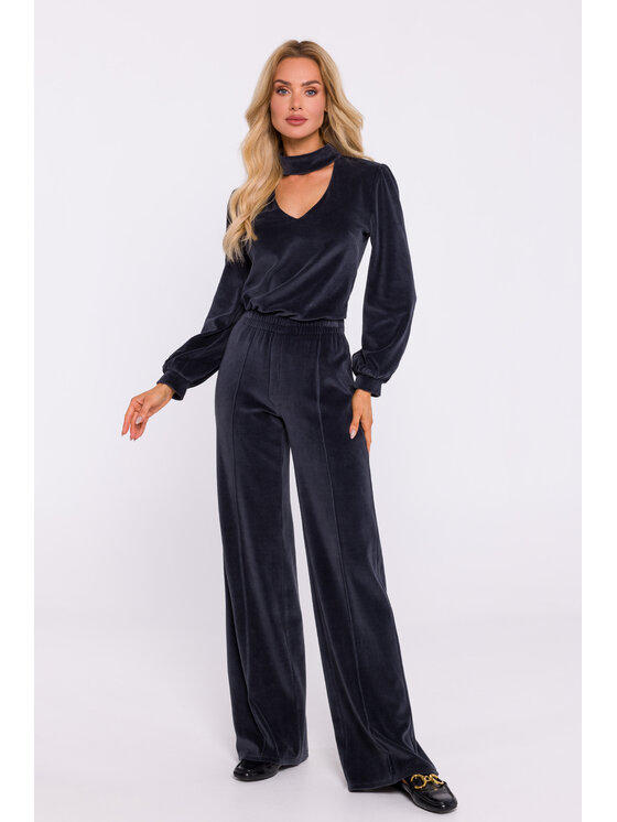 Made of Emotion Made of Emotion Culottes nohavice M830 Čierne rhodiované Wide Leg
