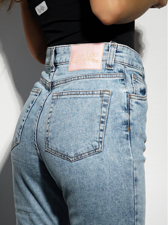 LilaLou LilaLou Jeansy Dzwony Niebieski Slim Fit