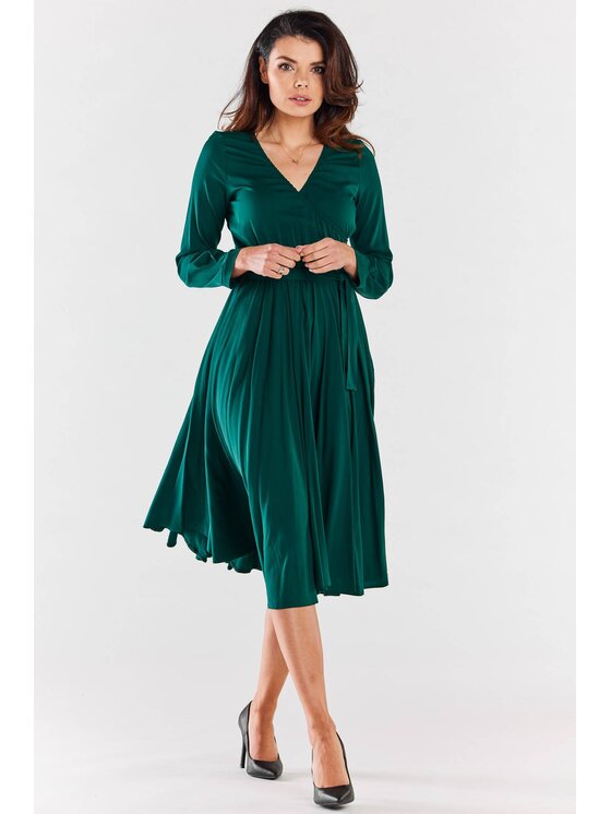 Awama Awama Letní šaty A471 Zelená Basic Fit