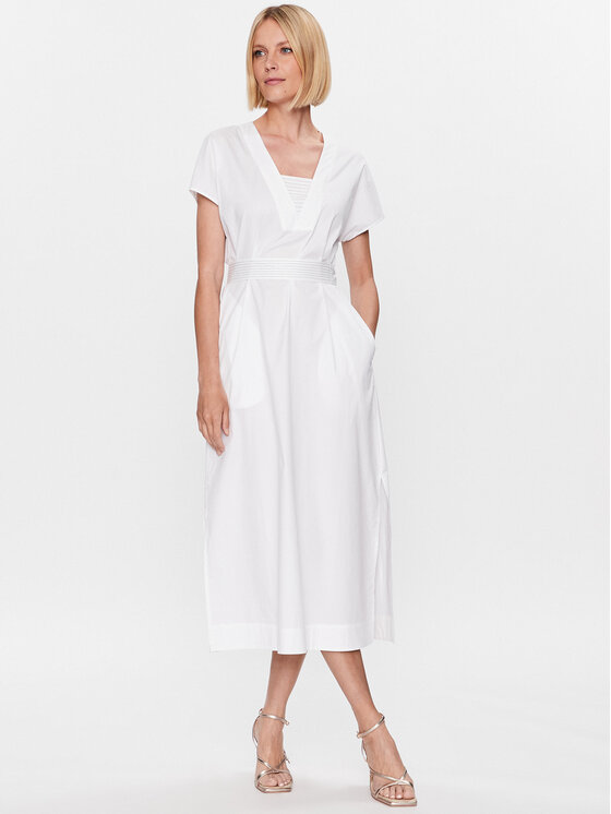 Peserico Peserico Sukienka codzienna S02893A Biały Regular Fit