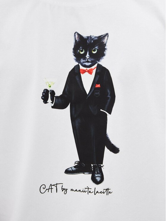 CAT by maniita lacitta CAT by maniita lacitta T-Shirt Printed men's t-shirt with CAT Biały Regular Fit